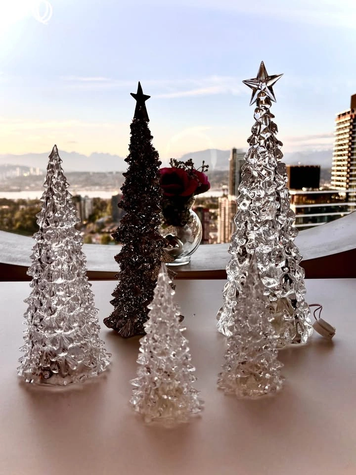 Set of 5 Glass and Glitter Christmas Tree Decorations - photo 2
