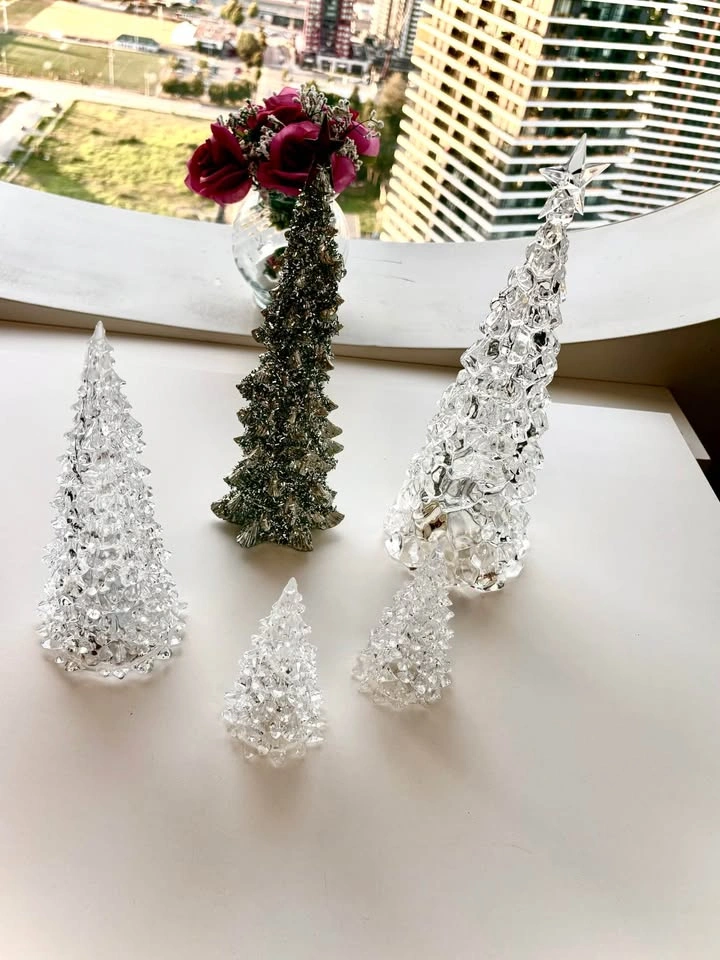 Set of 5 Glass and Glitter Christmas Tree Decorations - photo 3