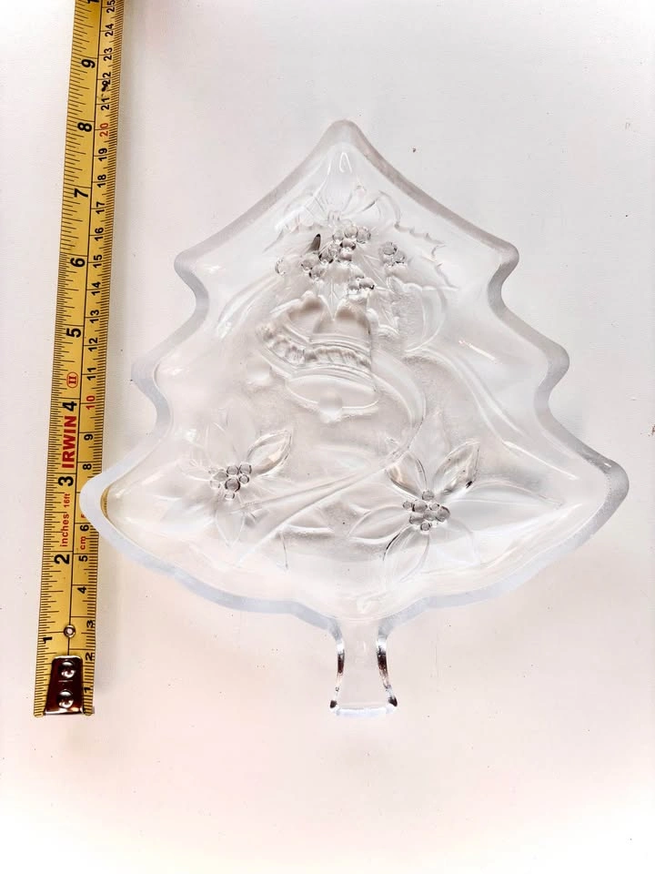 Clear Glass Christmas Tree Serving Dish - photo 2