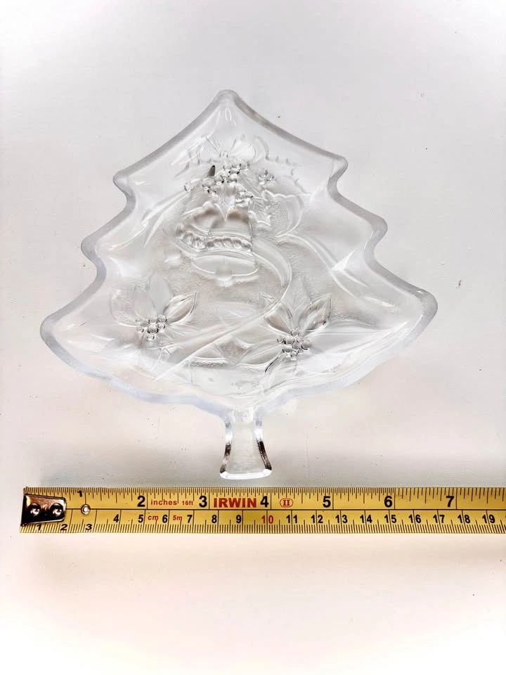 Clear Glass Christmas Tree Serving Dish - photo 3