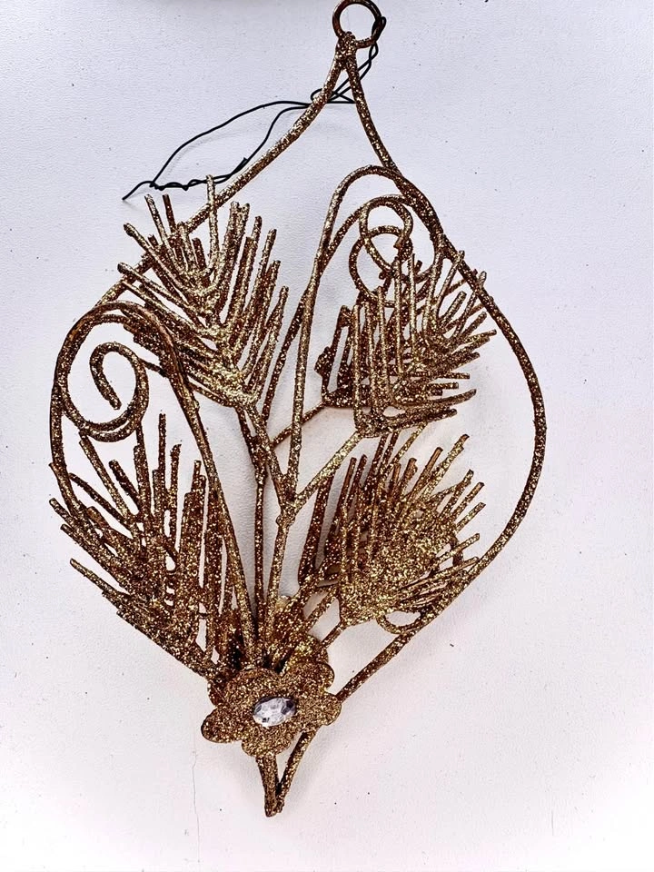 Gold Glitter Wire and Glass Angel Christmas Ornaments - photo 2
