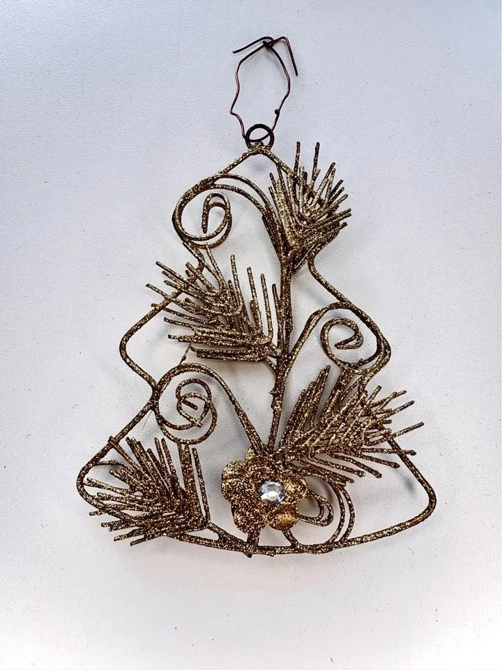 Gold Glitter Wire and Glass Angel Christmas Ornaments - photo 3