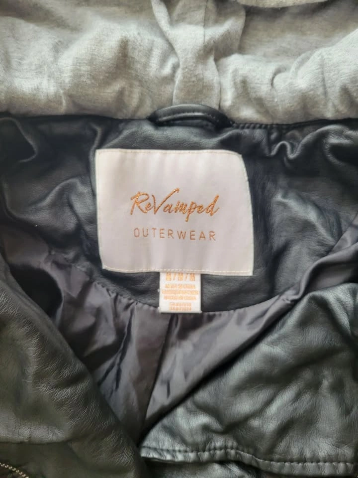 Hooded Faux Leather Jacket Size M - photo 3