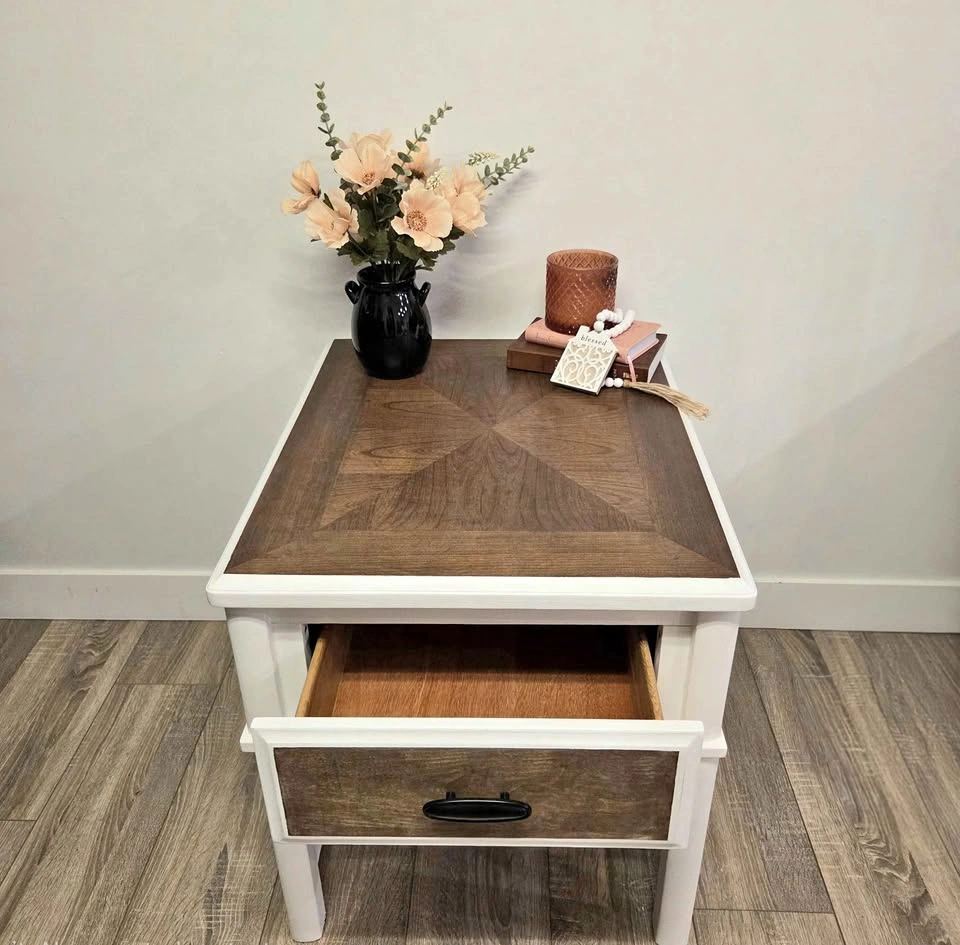 White Side Table With Drawer