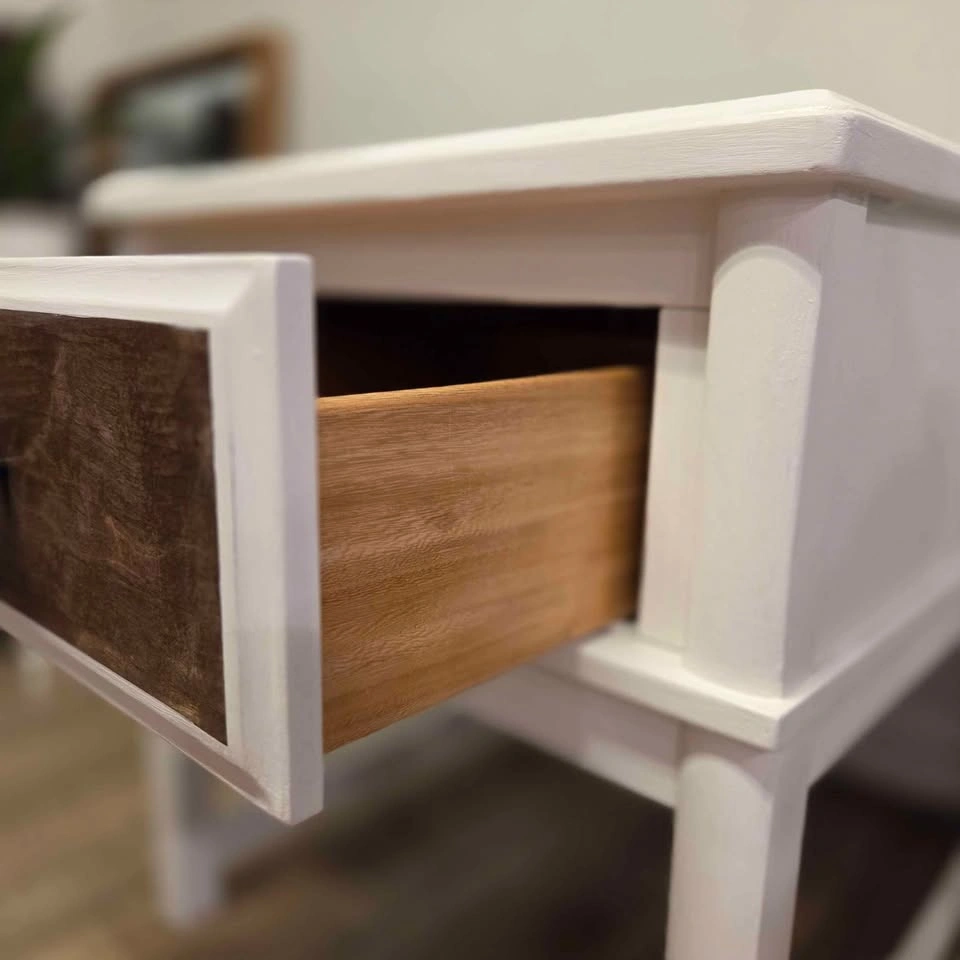 White Side Table With Drawer - photo 3