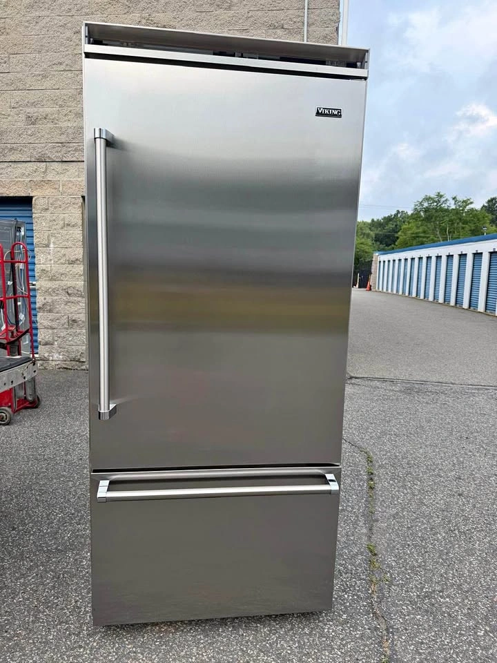 Viking Fridge 36 wide 2 door silver freezer in the bottom