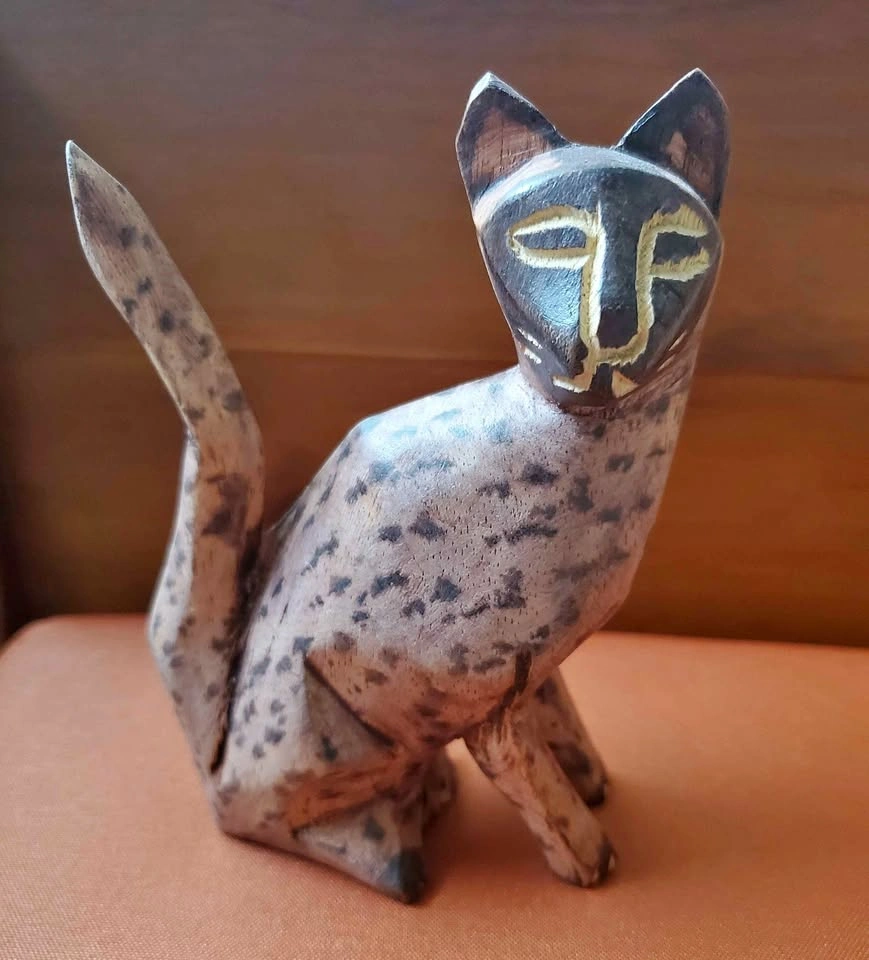 Cat Hand Crafted Wooden Figure