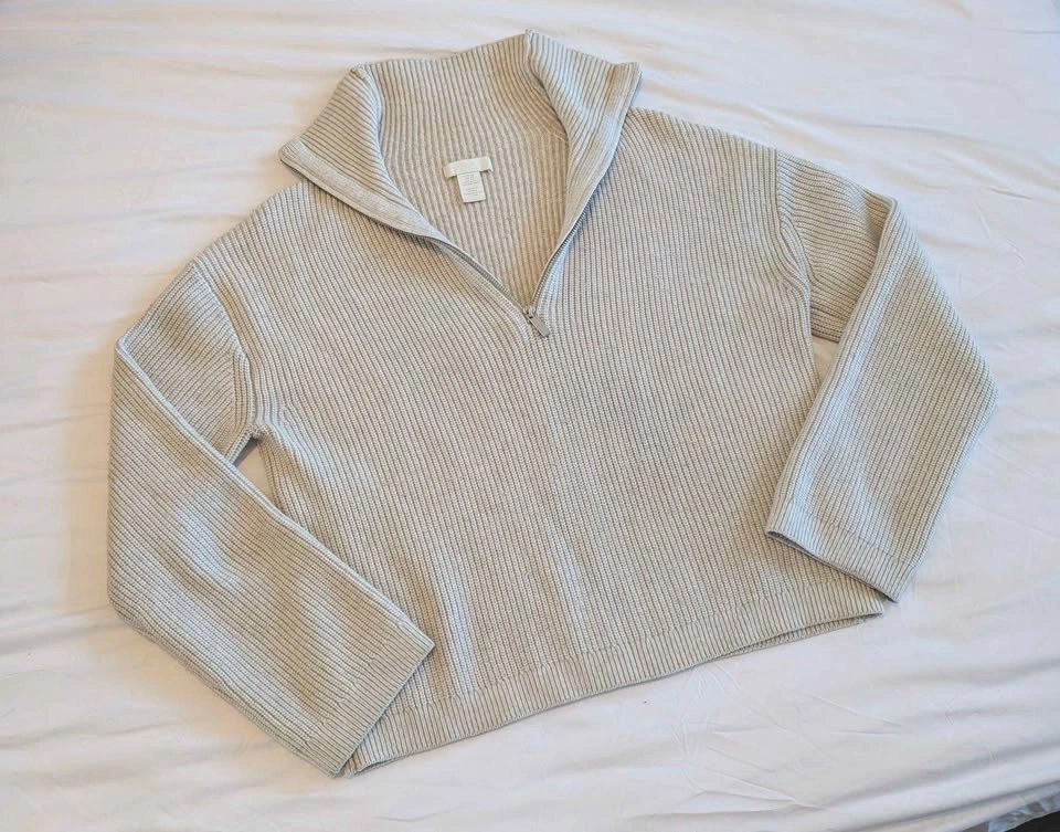 H&M beige knit boxy cropped sweater - photo 2