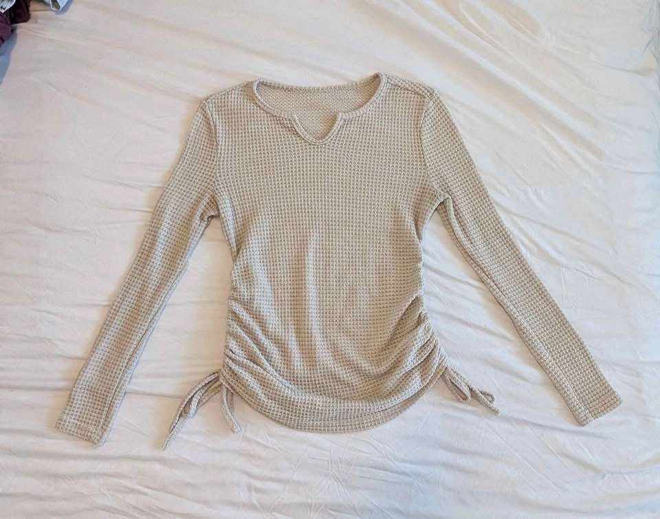 Beige Knit long sleeve with side ties
