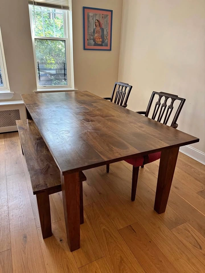Wooden Table with Bench + Chairs