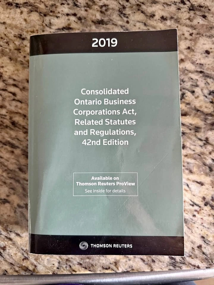 2019 Consolidated Ontario Business Corporations Act, 42nd Ed