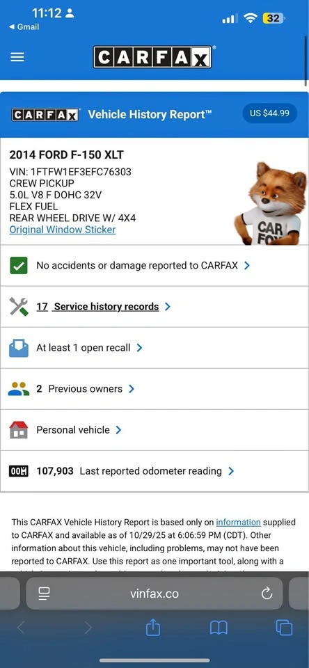 Carfax report