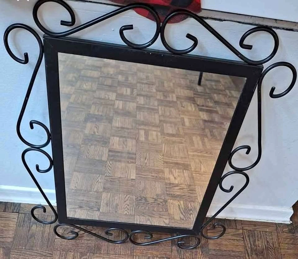 Wall-Mounted Mirror – 16” x 20”, Black Frame