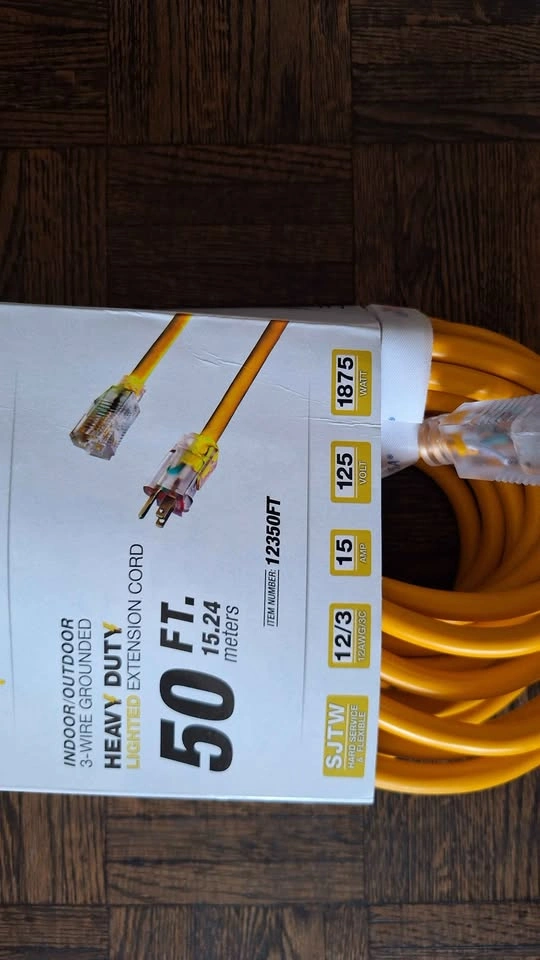 BNIB 50ft Outdoor/Indoor Extension Cord 12/3 Gauge Heavy Duty - photo 2