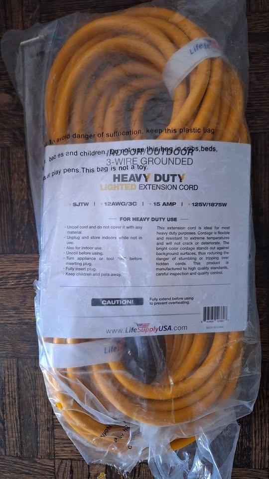 BNIB 50ft Outdoor/Indoor Extension Cord 12/3 Gauge Heavy Duty - photo 3