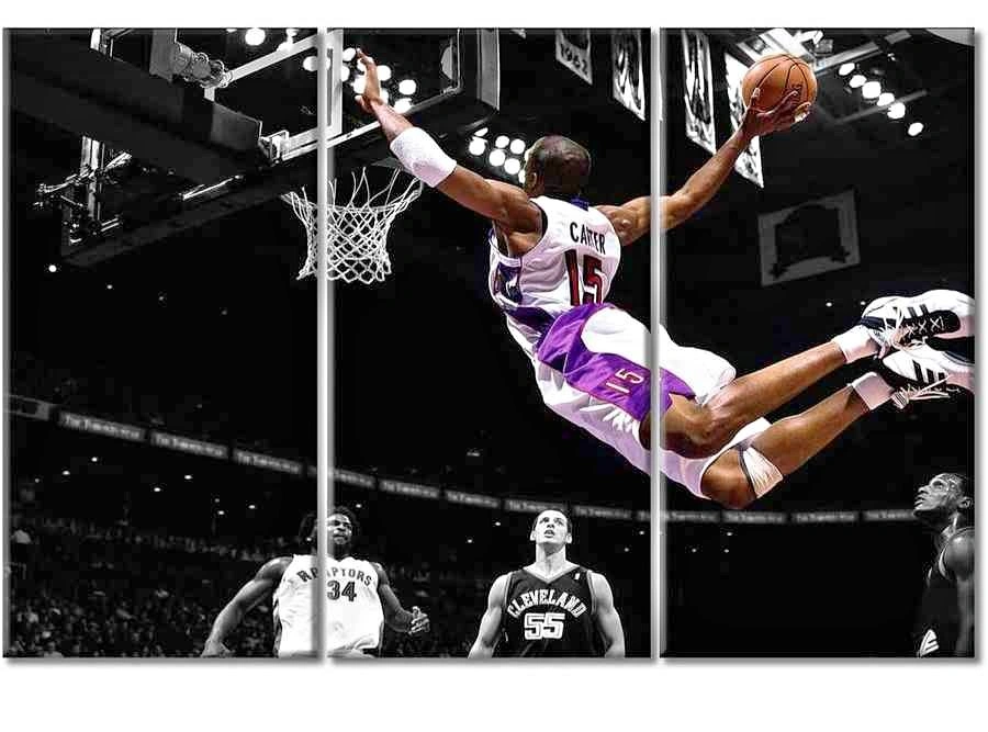 Vince Carter Toronto Raptors 3-Panel Canvas Wall Art