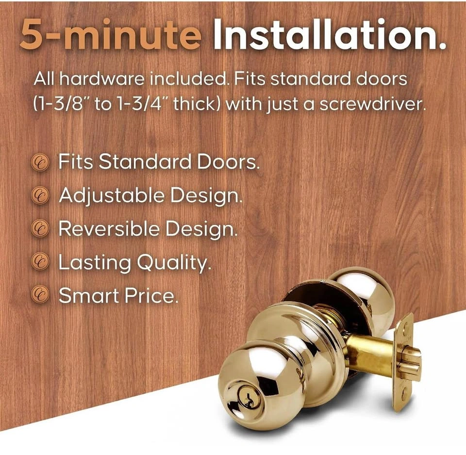 Brand New Copper Creek Polished Brass Ball Door Knob Set - photo 2