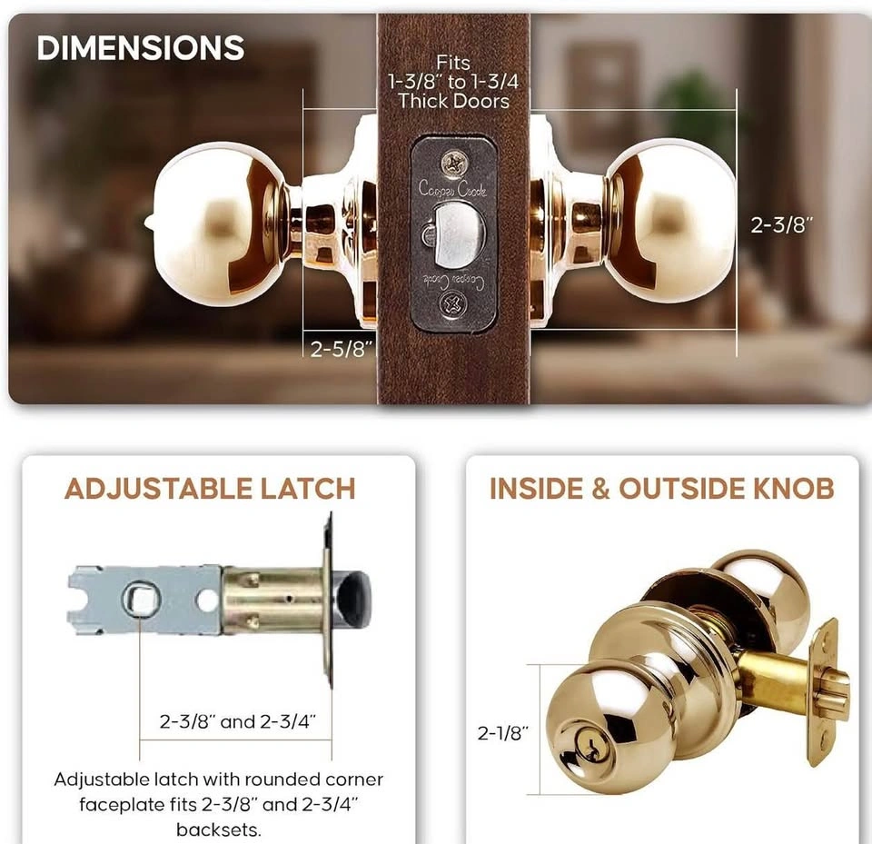 Brand New Copper Creek Polished Brass Ball Door Knob Set - photo 3