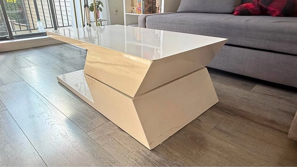 Modern White High Gloss Rotating Coffee Table