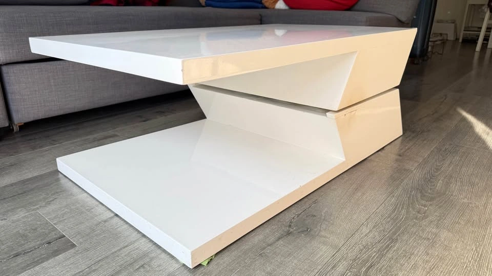 Modern White High Gloss Rotating Coffee Table - photo 3
