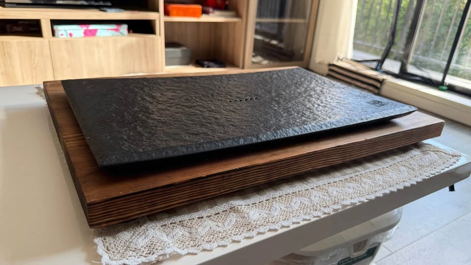 Stone Gongfu Tea Tray with Wooden Base - photo 2