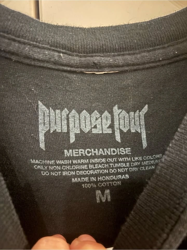Justin Bieber Purpose Tour 2016 Concert T-Shirt Black Size M - photo 2