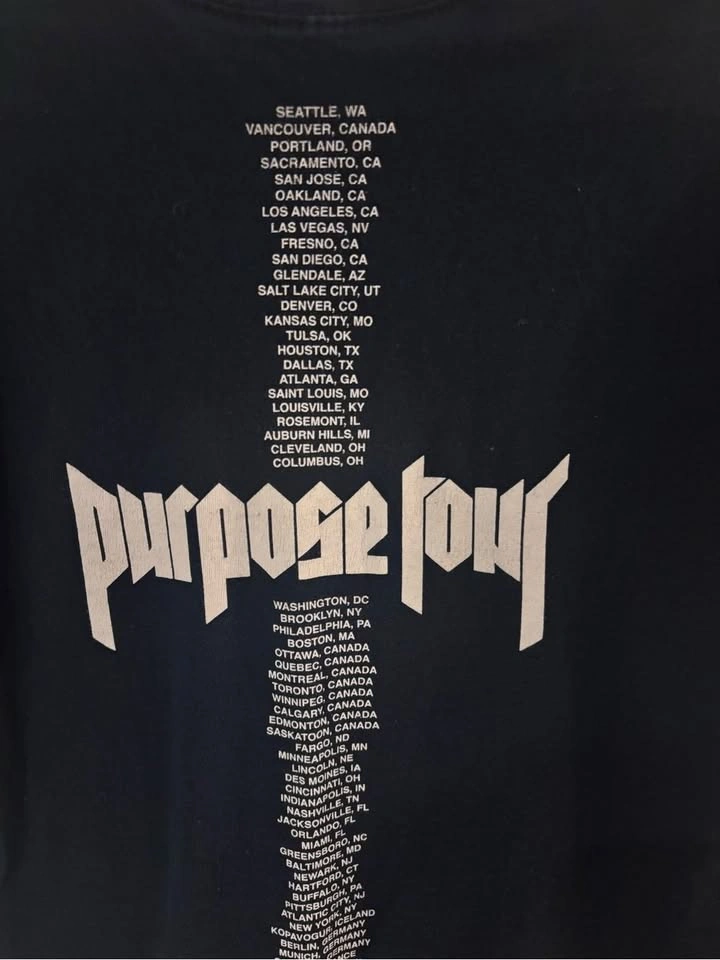 Justin Bieber Purpose Tour 2016 Concert T-Shirt Black Size M - photo 4