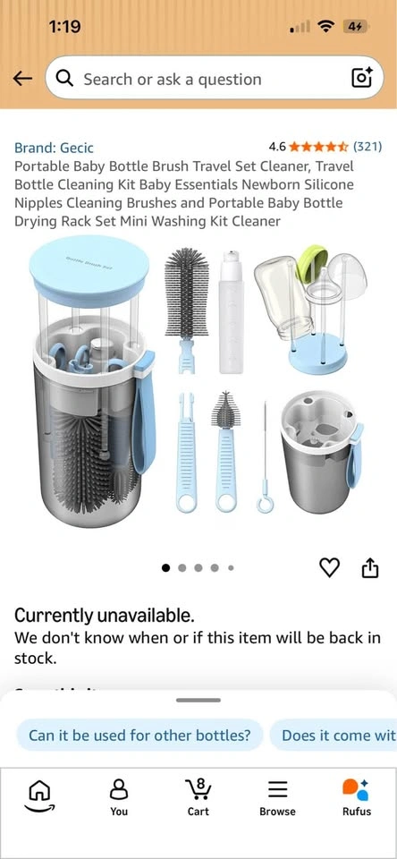 Baby Bottle Cleaning Brush Set with Drying Rack - photo 2