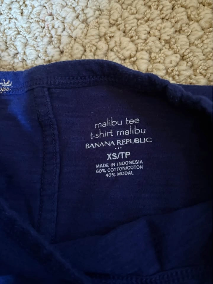 Banana Republic Navy Blue Palm Motif Short Sleeve Tee XS - photo 2