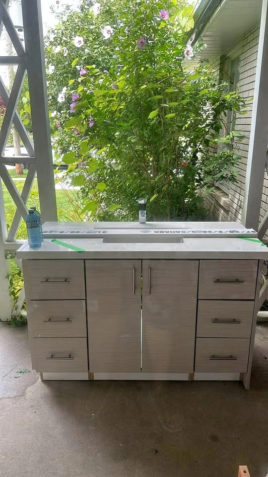 Marble Countertop Bathroom Vanity 49.25” x 33" x 23”