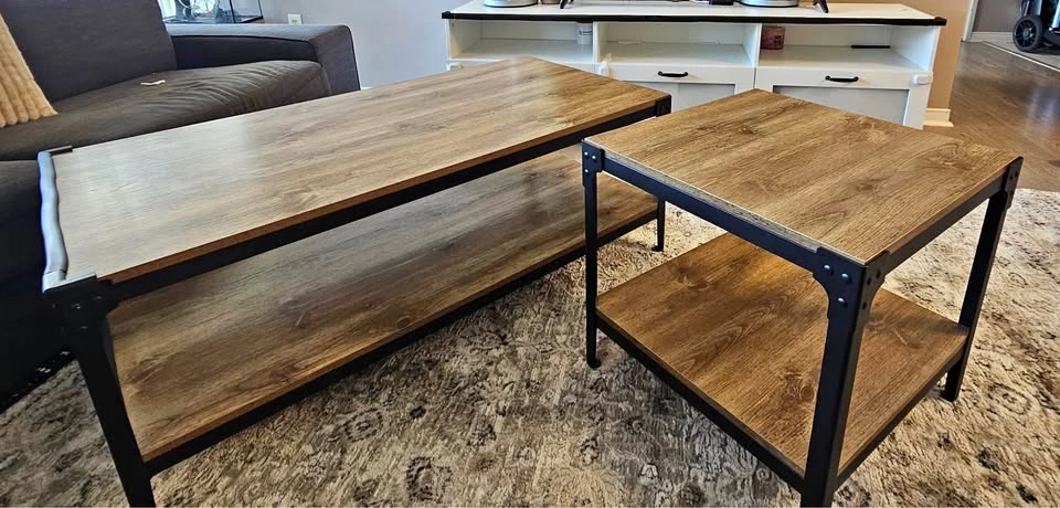 Industrial Coffee Table and 2 End Tables Set - Moving Sale