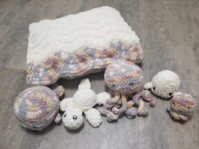crochet pillow & plush set