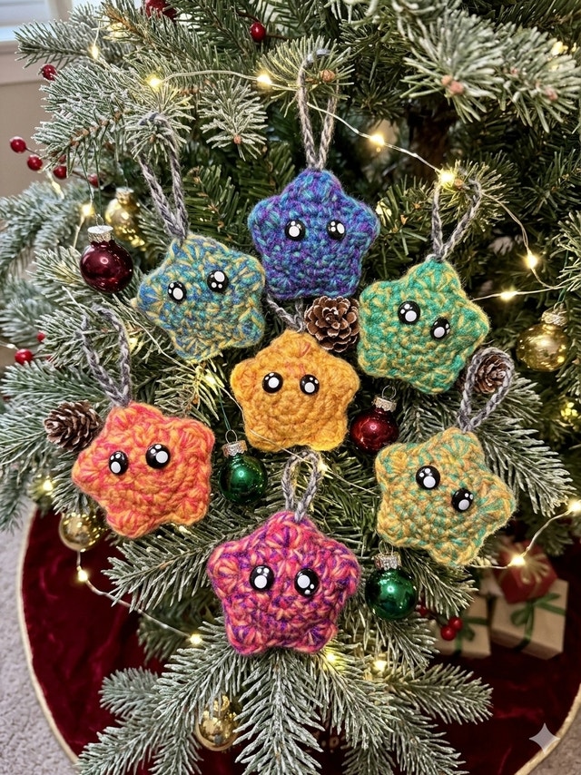 14 Star Christmas Tree Ornaments Crochet