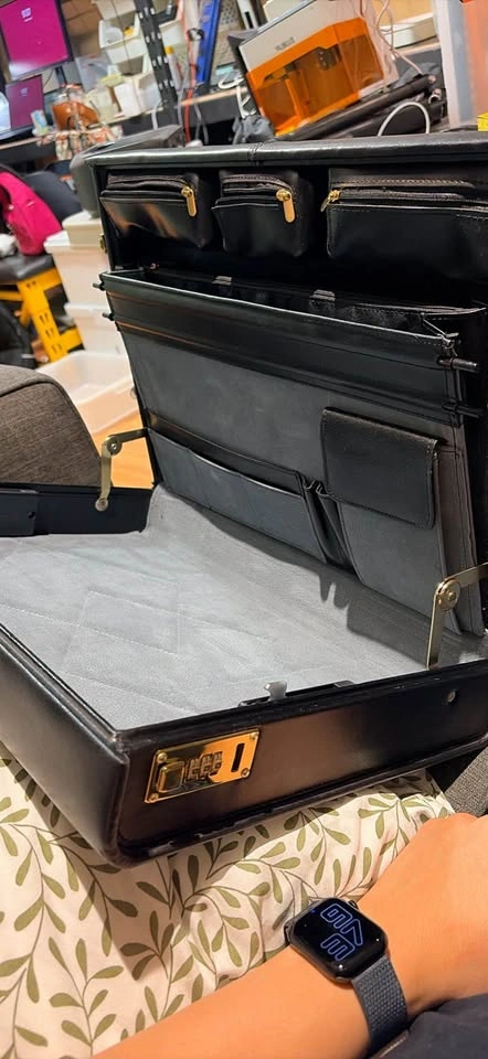 Black Leather Hard Shell Briefcase with Combination Lock - photo 3