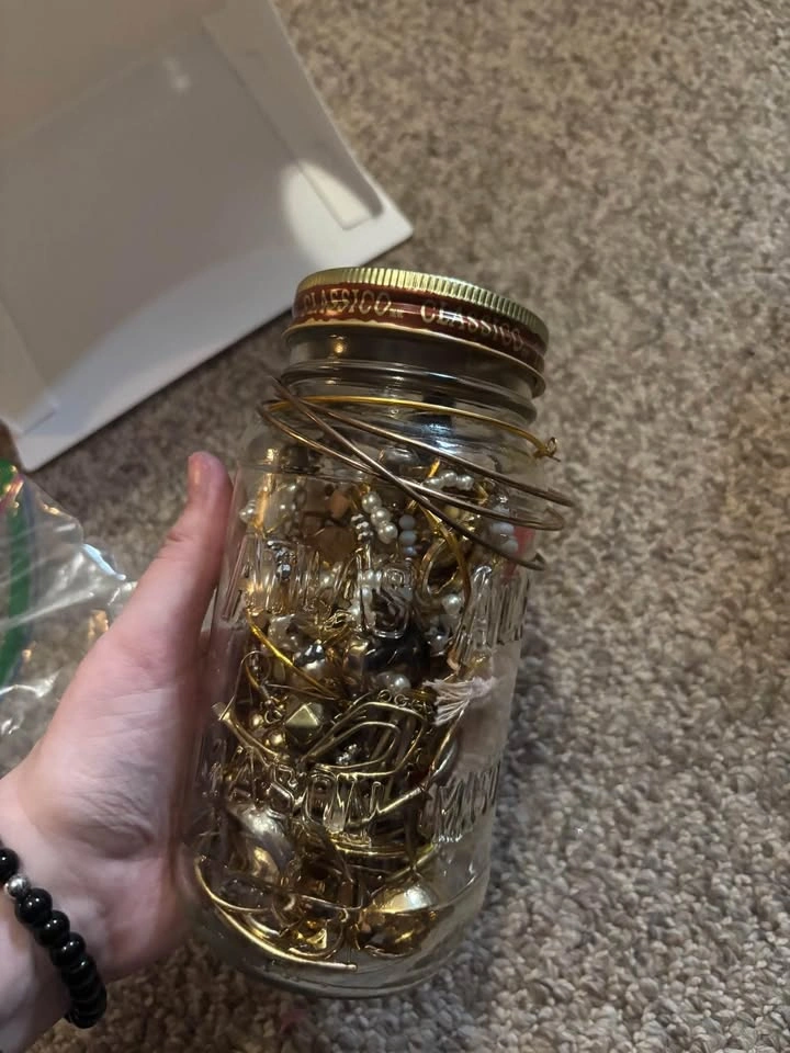 Bulk Lot of Gold-Tone Jewelry in Jar - photo 2