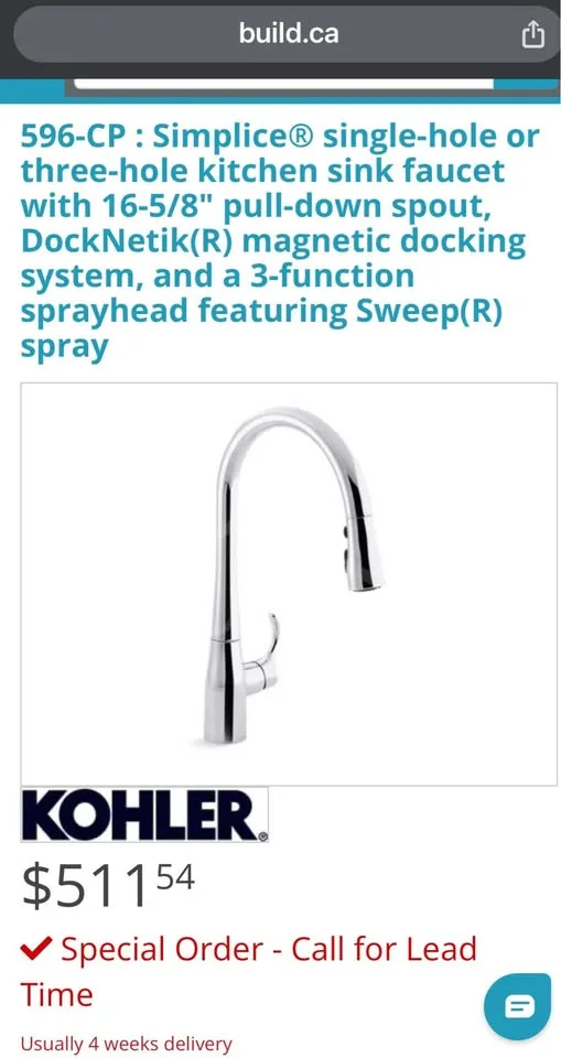 Kohler Pull-down kitchen sink faucet K-596-CP image indicator(2)