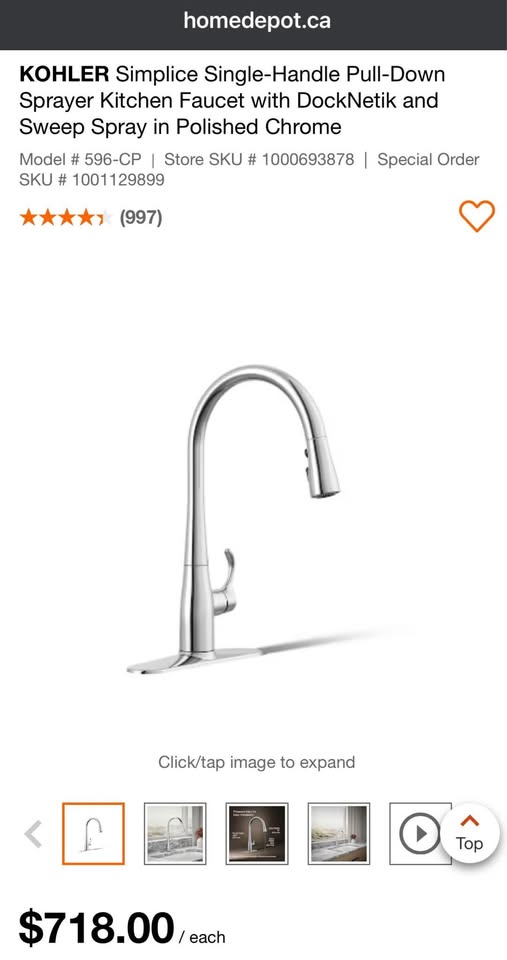 Kohler Pull-down kitchen sink faucet K-596-CP - photo 3