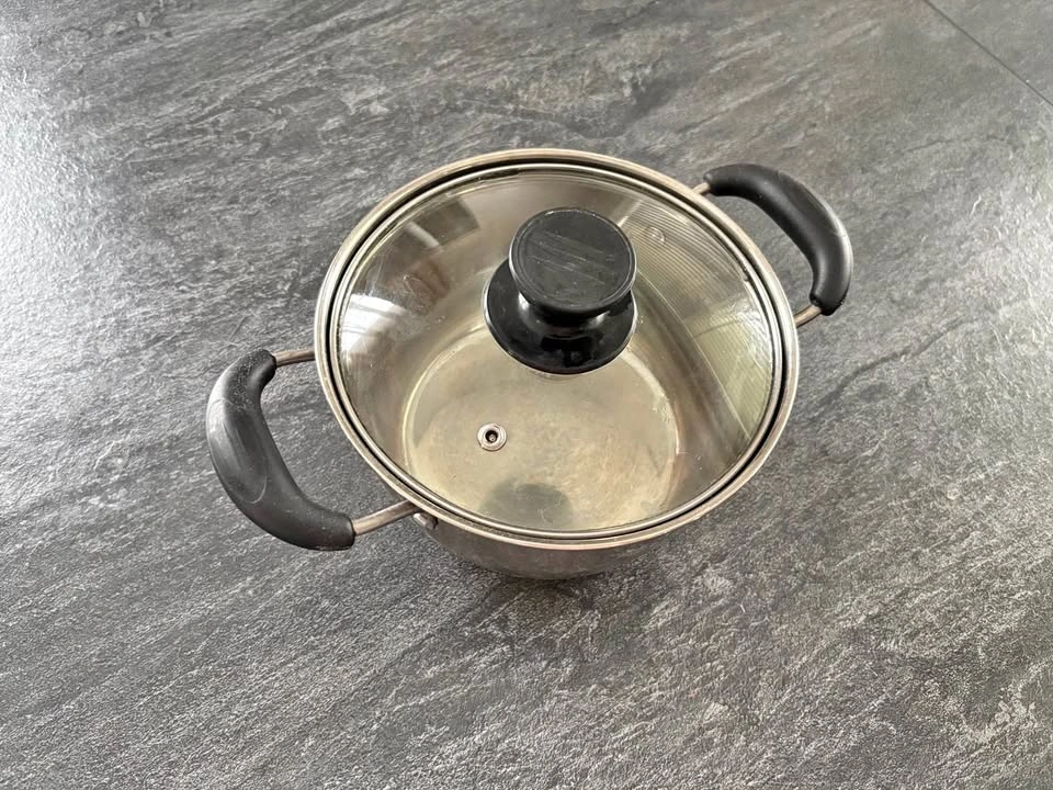 6.5” Stainless Steel Cooking Pot with Glass Lid