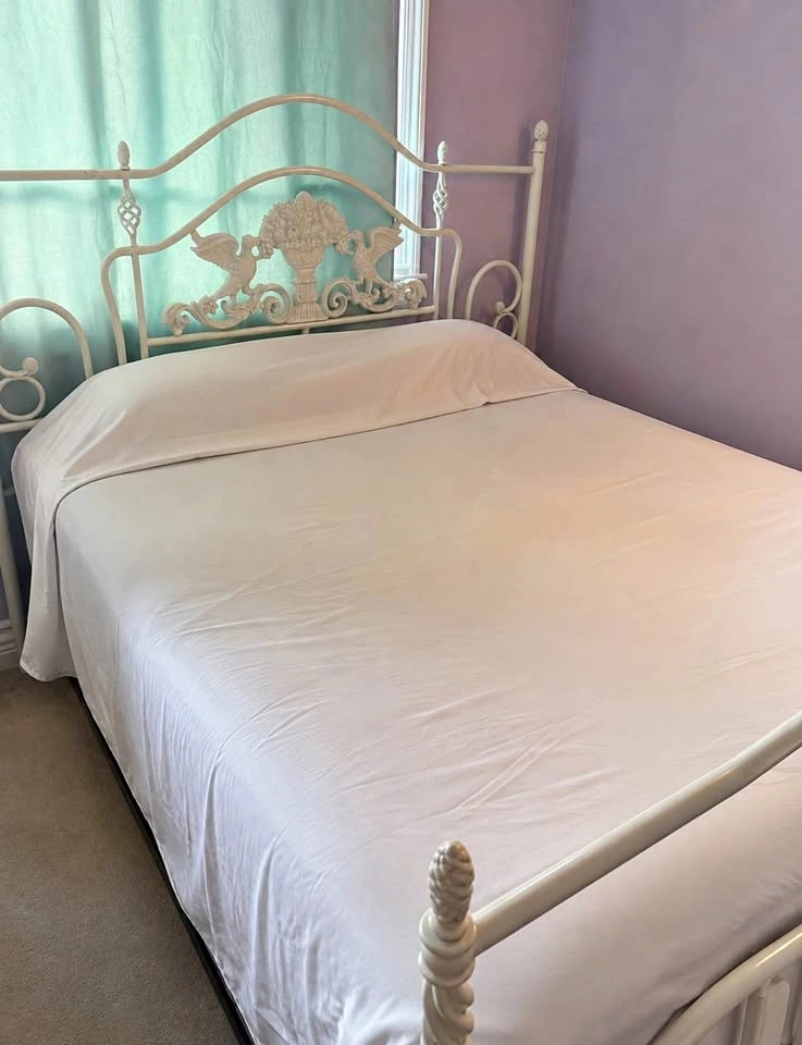 Ornate White Metal Bed Frame