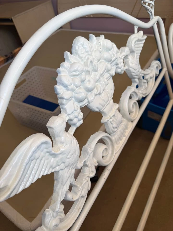 Ornate White Metal Bed Frame - photo 2