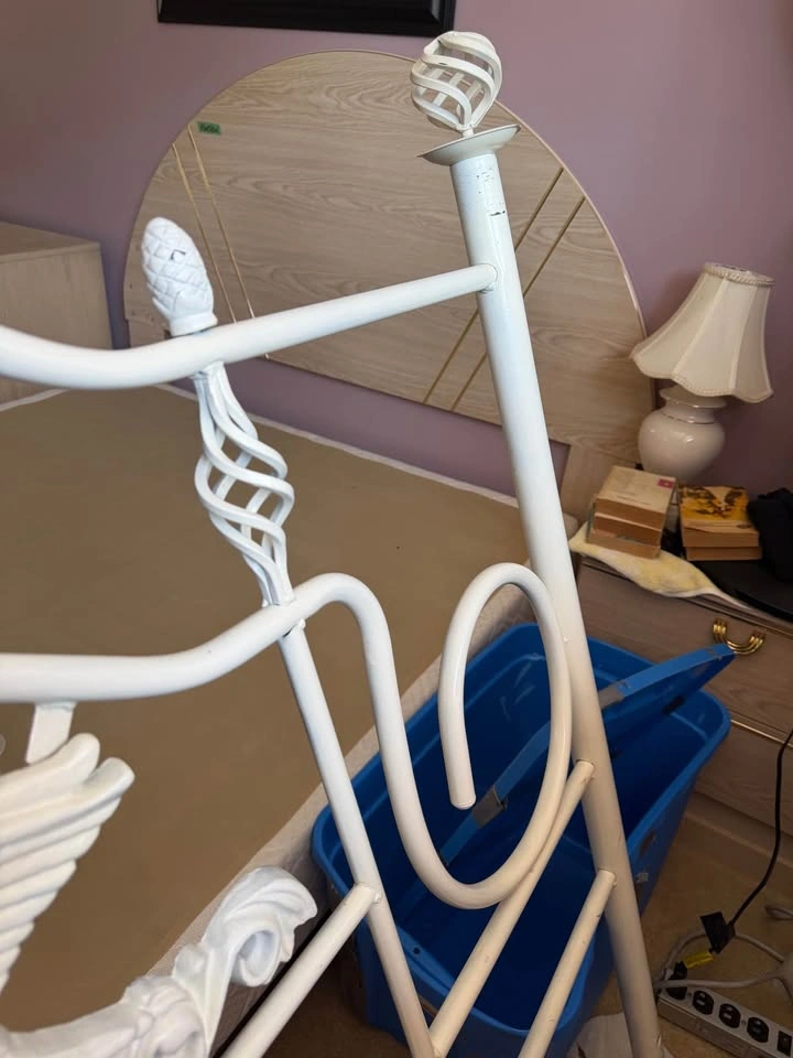 Ornate White Metal Bed Frame - photo 3