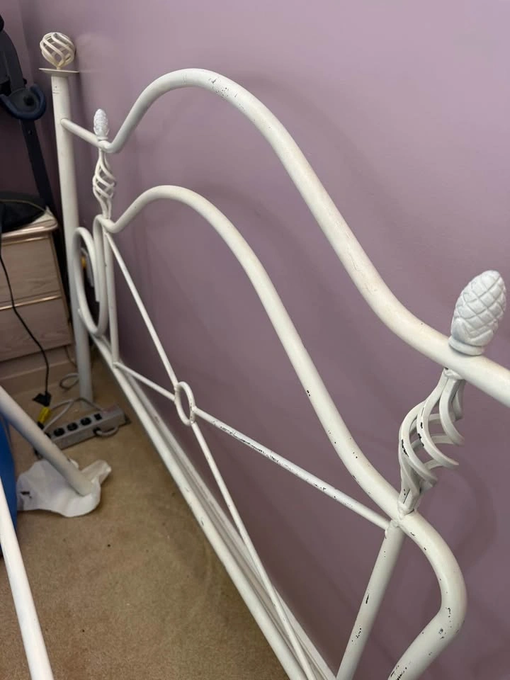 Ornate White Metal Bed Frame - photo 5