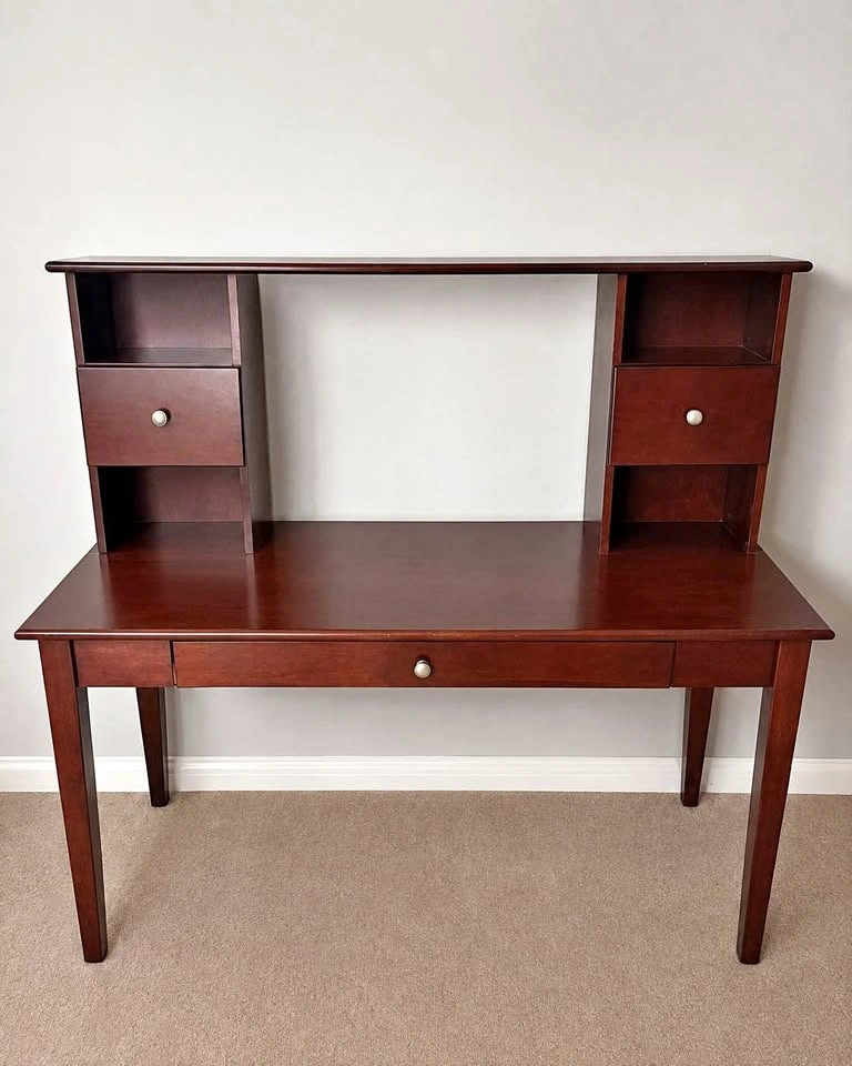 Wood Desk with Hutch & Storage
