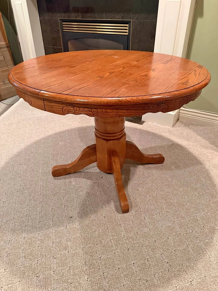 Solid Wood Extendable Pedestal Dining Table + Glass Top