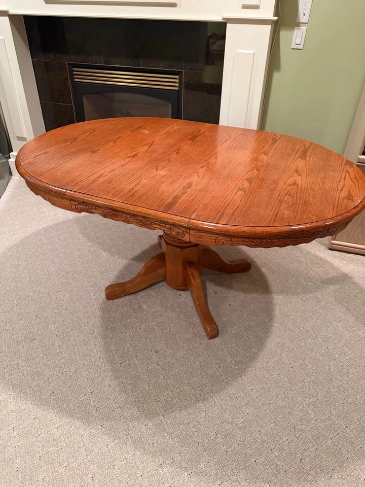 Solid Wood Extendable Pedestal Dining Table + Glass Top - photo 3
