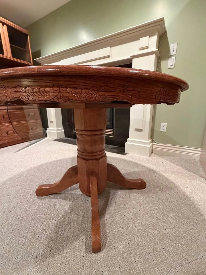 Solid Wood Extendable Pedestal Dining Table + Glass Top - photo 4