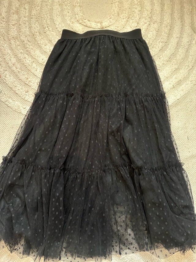 Polka Dot Tulle Tiered Maxi Skirt