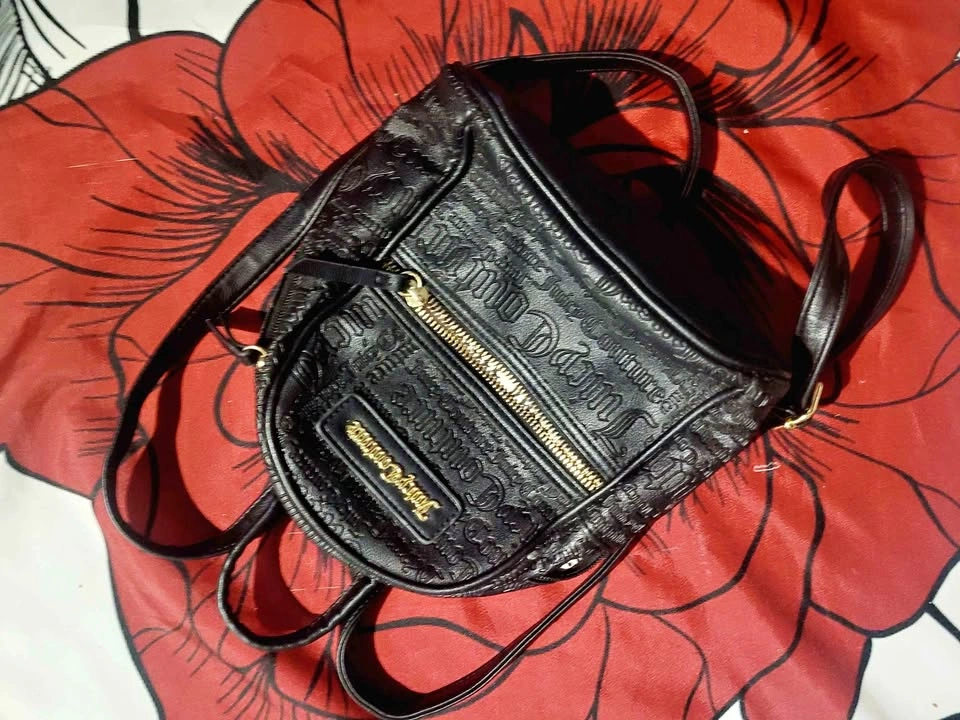 Juicy Couture Black Embossed Mini Backpack