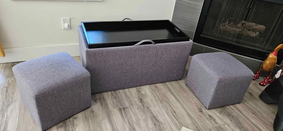 Coffee table/ ottoman + stools - set of 3 - photo 3