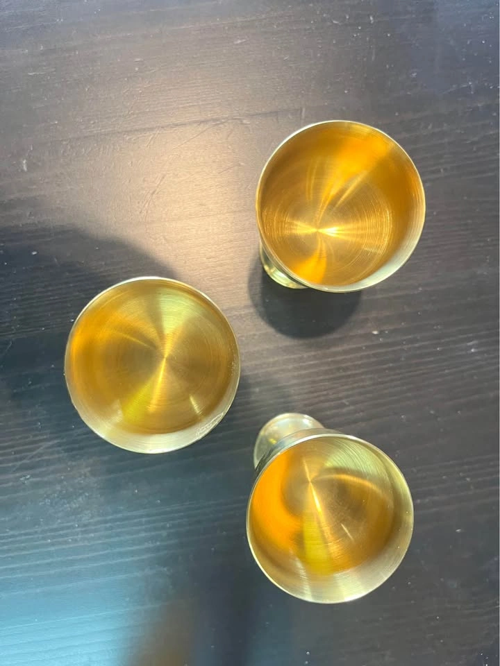 Set of 3 Vintage Brass port or liqueur Goblets from Portugal - photo 5